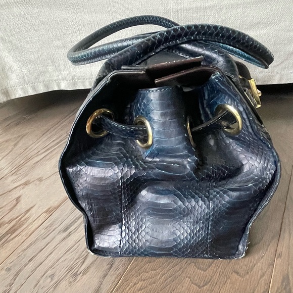 Jimmy Choo navy python leather handbag - Picture 5 of 6